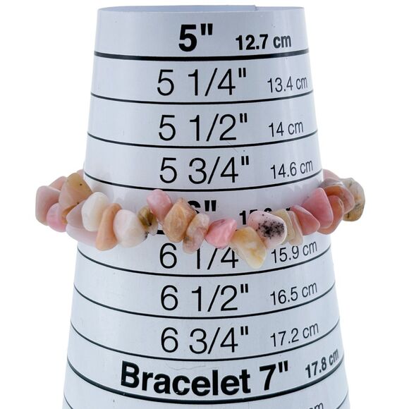 Artisan Pink Rhodochrosite Chip Stretch Bracelet 6" - Picture 3 of 4